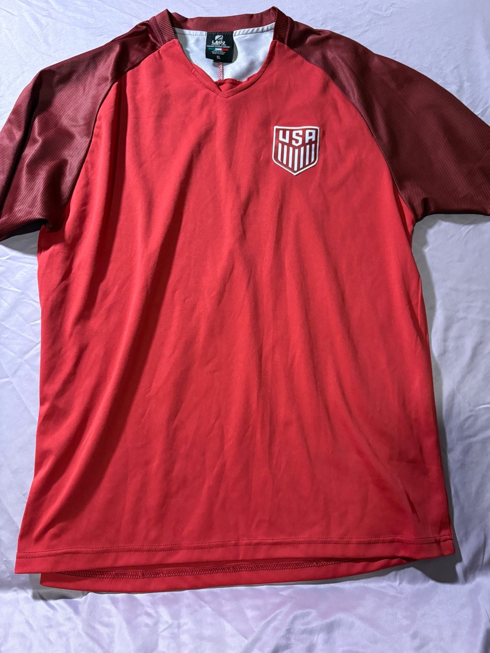 USA Crest Red Men's Athletic Jersey - V-Neck